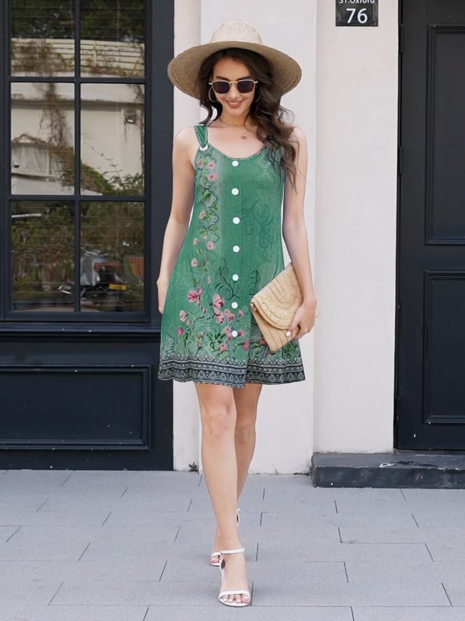 Image of ETCYY Sun Dresses for Women 2026 Vacation Beach Swimsuit Coverups Sundresses Button Down Sleeveless Summer Dress