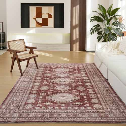 Tapete Boho Vintage 6x9 Antideslizante Lavable miniatura 3