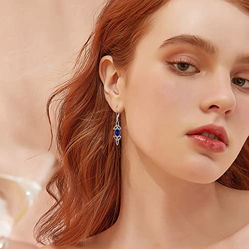 Yfn Celtic Earrings Sterling Silver Celtic Blue Sapphire Earrings Dangle Drop Earrings Jewelry Gifts For Women Men #TOP4