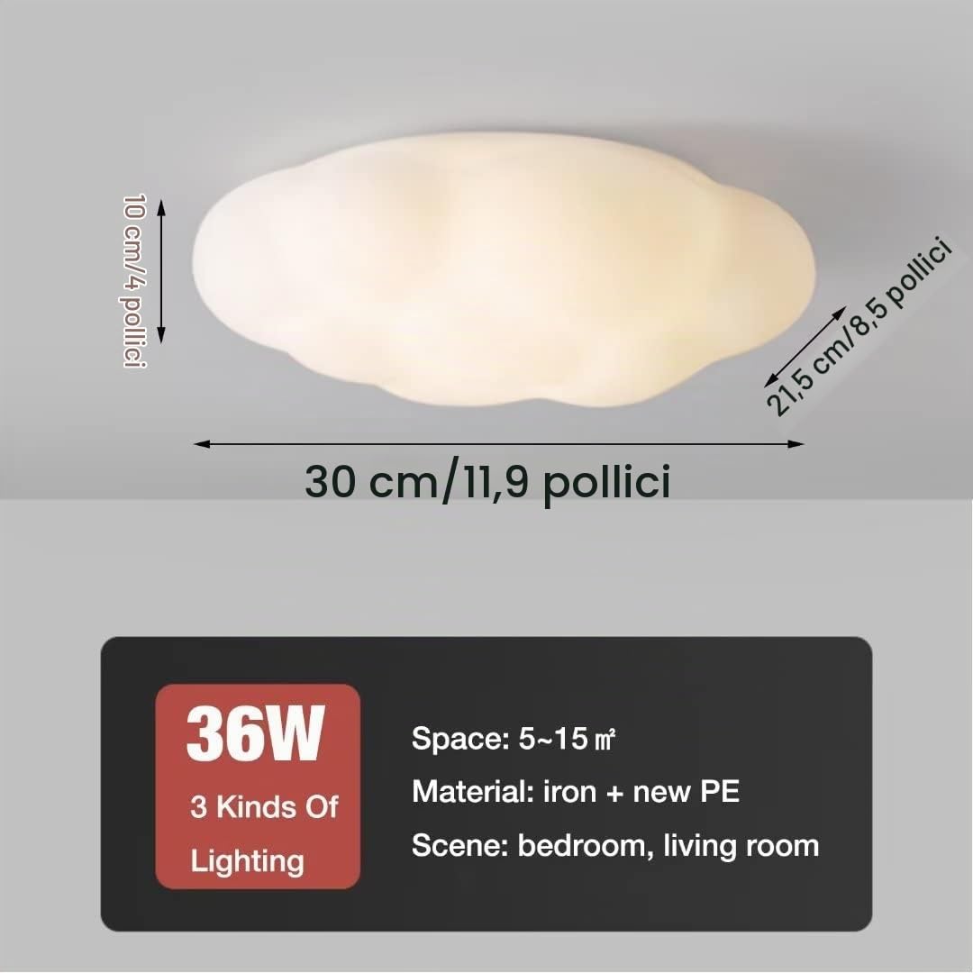 Lampada da soffitto a LED Cloud Lampadario Lampada da soffitto per camerette calde e romantiche per camera da letto, soggiorno, cameretta per ragazzi o ragazze, 36W, 3 luci, 11,9 ''