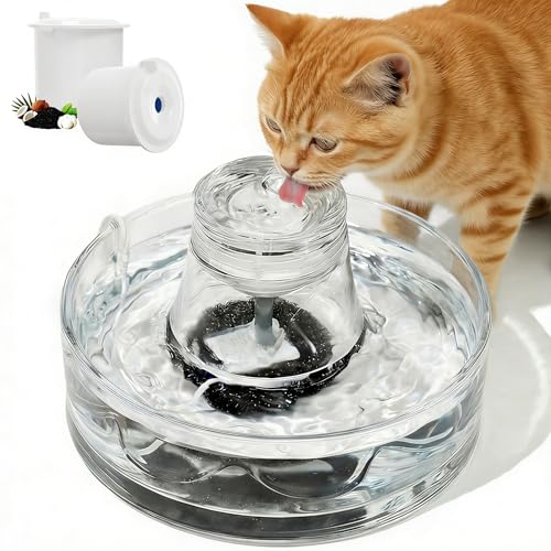 Glass Cat Water Fountain 88oz/2.6L Cat & Dog Water Fountain for Drinking Ultra-Quiet Glass Water Fountain for Cats Indoor Pet Water Fountain for Multi-Cat Homes Automatic Water Dispenser for Cats