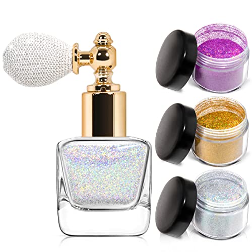 Newbang Body Glitter Spray,Sliver Gold Pink Glitter Powder,Shimmer Highlighter Loose Powder Glitter Makeup For Body Face Hair Clothes Nail Art Craft Design 3 Colors-With 1 Empty Spray Bottle #TOP28