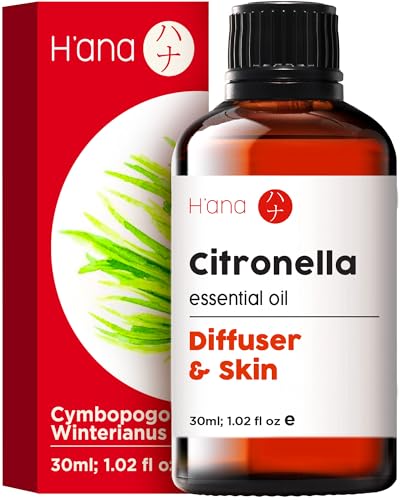 H'ana Citronella Essential Oil - 1.02 Fl Oz - for Hair, Skin, Diffuser, Aromatherapy, DIY Candle & Soap Making