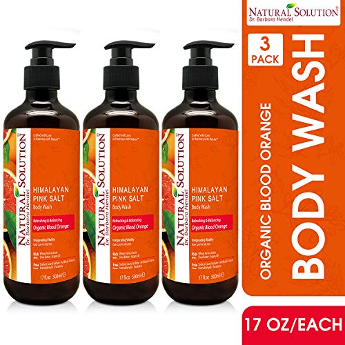 Natural Solution Body Wash, Organic Blood Orange With Himalayan Pink Salt, Refreshing & Balancing - Pack of 3 (8624B-3)