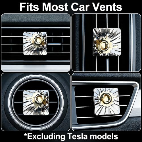 Image of Magnetic Car Air Freshener Vent Clip, Black Gold Zinc Alloy Car Diffuser for Vehicle Interior Decor Gift