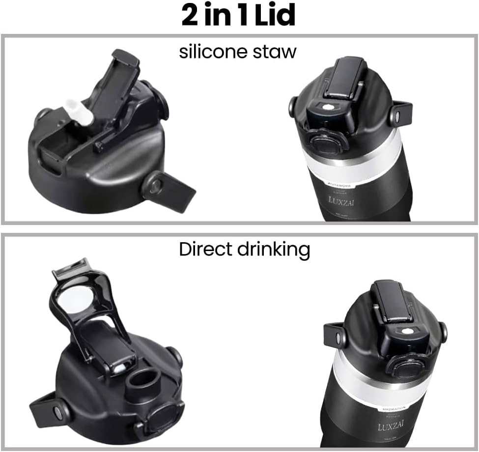 32 oz Insulated Stainless Steel Tumbler with Handle – Leak-Proof Travel Mug & Water Bottle, 2-in-1 Lid for Straw & Direct Sip, Cup Holder Friendly - Image 2