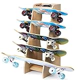 AHOWPD Skateboard Rack, Floor Stand Skateboards Storage （Coffee Gray）, Five-Layer Organizer for...