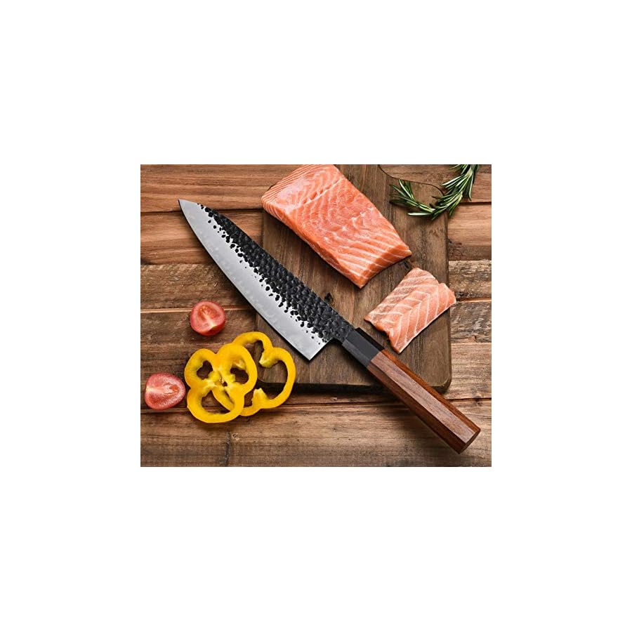 YAIBA 8 Inch Chef Knife Professional Japanese Chef Knife 3 layers 9CR18MOV Clad Steel Japanese Kitchen Knives Gyuto Knife Sushi Knife for Kitchen