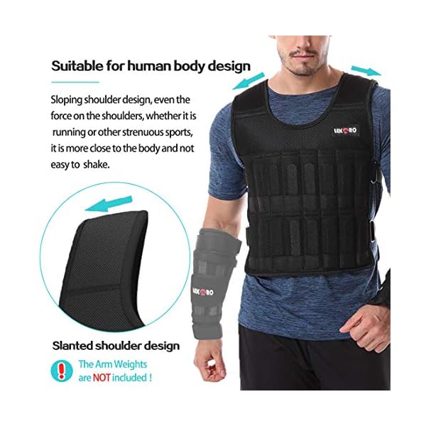 Adjustable Weighted Vest 44LB Workout Weight Vest Training Fitness Weighted Jacket for Man Woman (Included 96 Steel Plates Weights)
