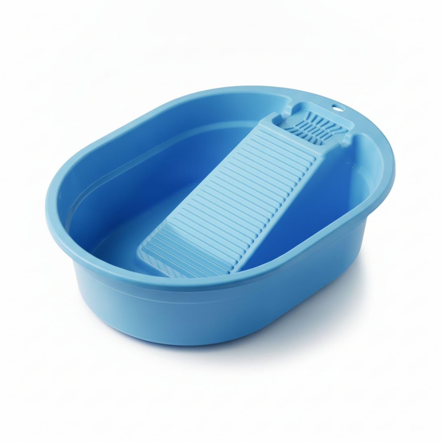 PP Plastic Laundry Basin with Washboard Thickened Ribbed Washboard Basin Molded Hand Wash Tub Raised Rim, Blue-image-10
