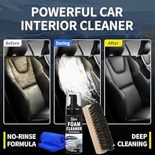 POLIXEL Car Interior Foam Cleaner - Powerful Waterless Carpet Upholstery & Seat Stain Remover for Leather, Fabric, Vinyl - Auto Detailing Spray with Brush Safe for All Cars - 5oz / 150ml