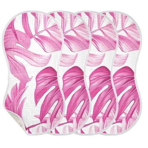 Bolaz Baby Burp Cloths 2 Pack,Tropical Leaves Pattern,Feeding Cloths Face Towel Super Absorbent Soft Cotton Burping Rags Feeding Bibs2
