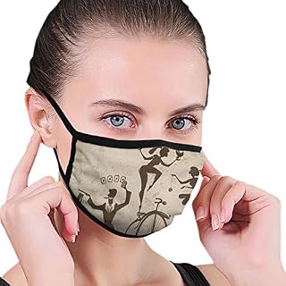 Comfortable Windproof mask,Silhouette Circus Performers As Magician Doing Card Trick And Girl On