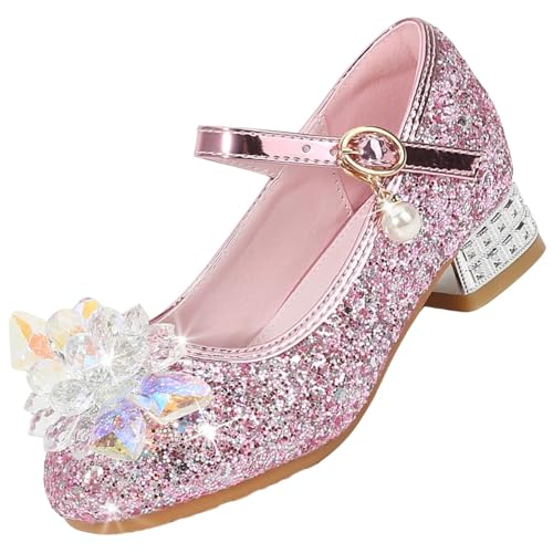 Jasmeko Girls Glitter Heels Toddler Princess Sparkly Kids Dress Up Shoes for Party Wedding Birthday Xmas (Pink 9)