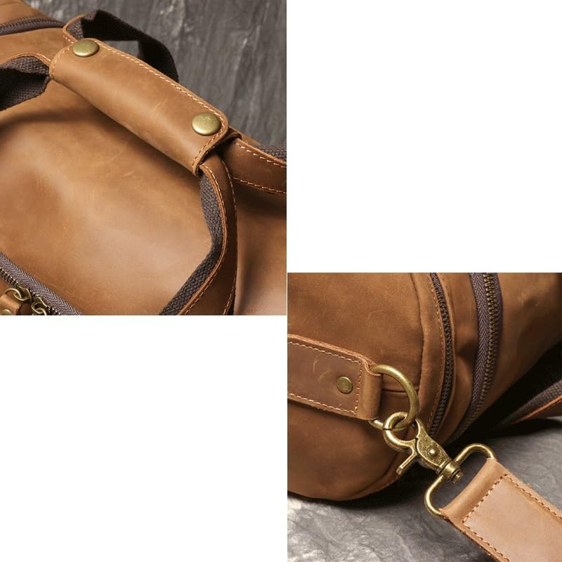 Retro Men's Backpack for Business Trips Single Shoulder Cross Body Leather Bag