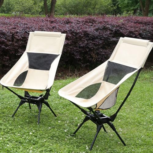 Chaise de camping large pliable pour éviter la chaleur grâce à sa base tournante ventilée