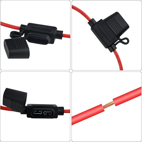 Miniatura 5 de WMYCONGCONG Portafusibles en línea de 14 AWG, portafusibles estándar de hoja en línea regular con cubierta impermeable para ATCATO para automóvil,