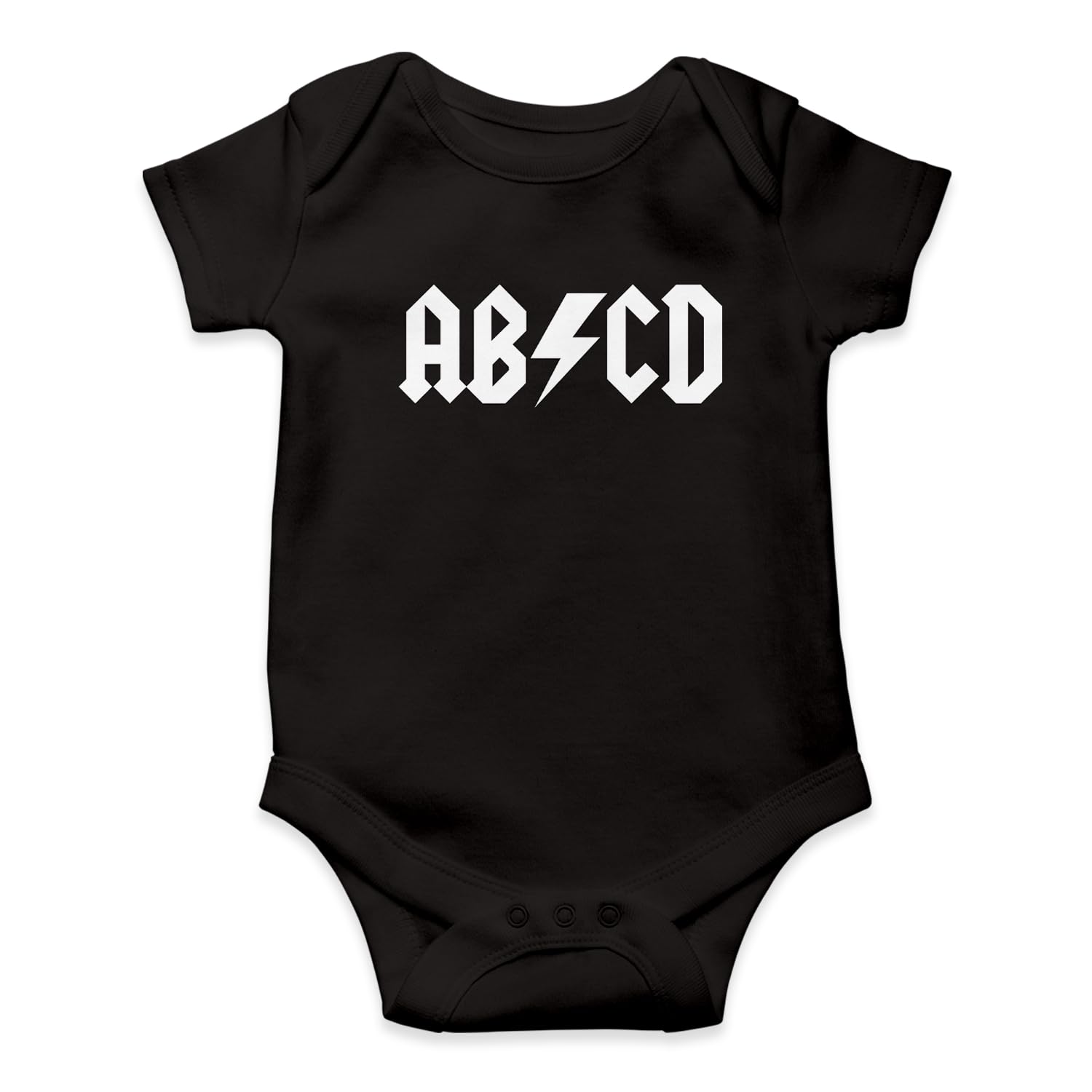 SMARTYPANTS ABCD Black White Babygrow - Rock Roll Metal ACDC Lightning Bolt Funny New Parents Baby Grow Romper Bodysuit Infant Vest Baby Shower Gifts Presents (Black, 0-3 Months)