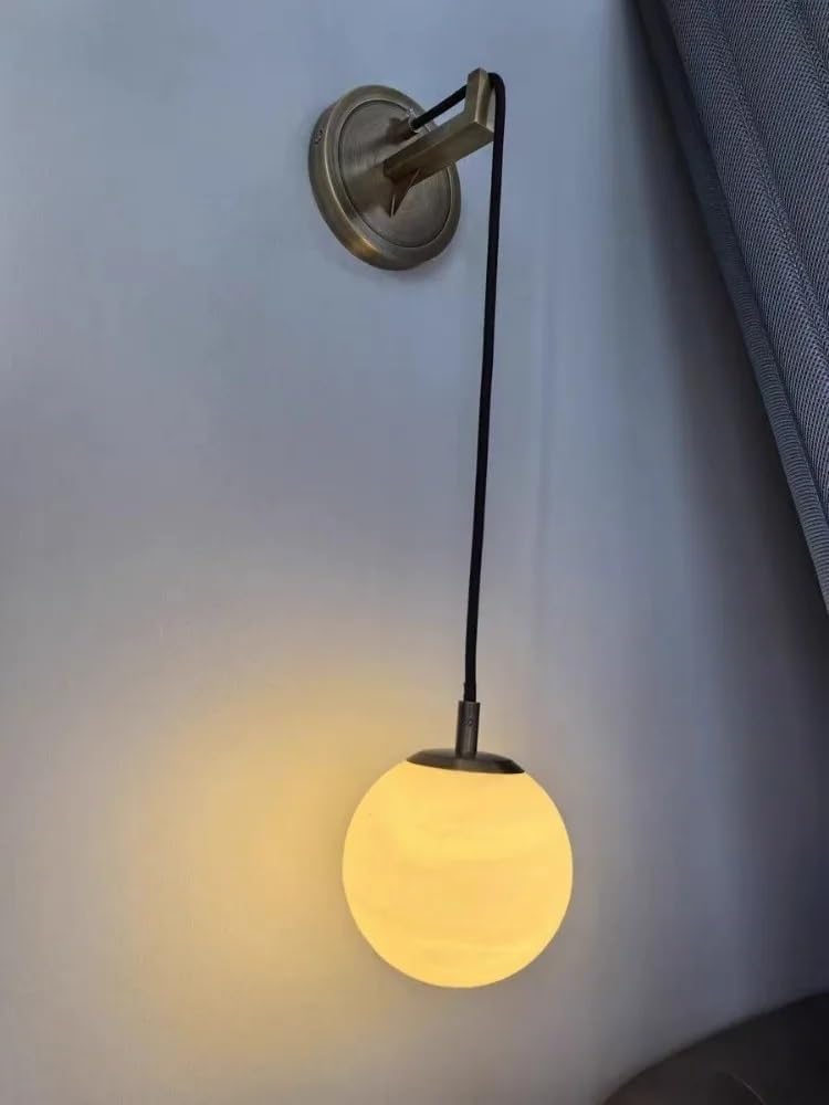 Nowoczesna Minimalistyczna Lampka Nocna Na Balkon, Korytarz, W Całości Miedziana, Luksusowe, Naturalne Marmurowe Tło Pod Telewizor Do Salonu, Ciepła Biel-Złoto-D 15 Cm, Ciepła Biel-Czarno