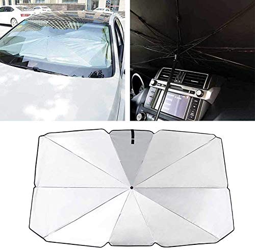 WOOPOWER Car Front Sunshade Protection Cover, Car Sunscreen Insulation Sun Shade Umbrella Front Windshield Car Summer Sunscreen Cooling Sunshade Protection (L: 54x51x31inch)