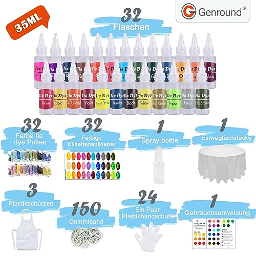 Batikfarben Genround Set mit 32 Farben für DIY Stoffgestaltung