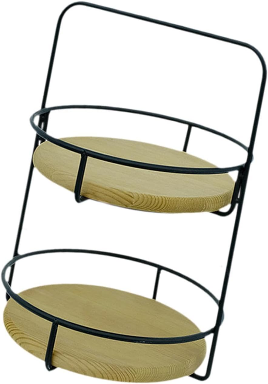 predolo Two Tier Serving Tray Cake Display Holder for Kitchen Dining Room Wedding Picnic, Light Coffee