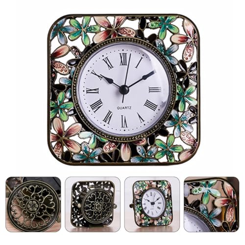 Reloj de escritorio de cuarzo vintage analógico para mesita de noche silencioso 7