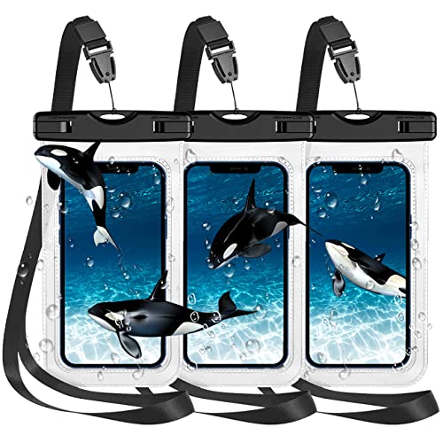 Vacto Waterproof Phone Pouch, Ipx8 Waterproof Phone Case, Cell Phone Waterproof Bag, Cellphone Dry Bag Compatible With Iphone 13 12 11 Pro Max Xs Xr X, Galaxy S22 S21 S20 S10 Up To 6.8"(3 Pack) Black #TOP9