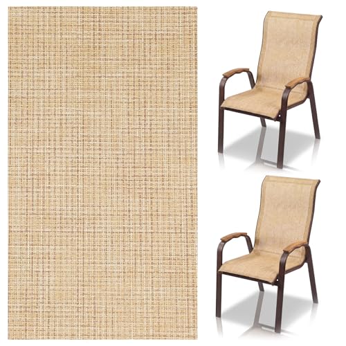 SmoothNovelty Vinyl Woven Mesh Sling Fabric 4 Yard x 1.5 M Outdoor Patio Chair Replacement Fabric Woven Waterproof Sling Material Patio Furniture Repair DIY Upholstery, Beige