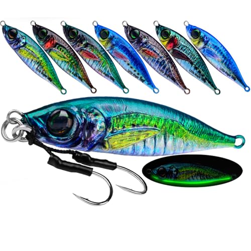 Leurre de pêche 3D pack de 8 poissons artificiels coulants avec hameçons triples tranchants
