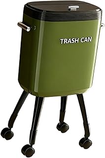 Bothyi Garbage Can with Legs Dustbin Multifunctional Household High Foot Wastebasket Without Bending for Living Room Kitchen Dresser, Green with Caster