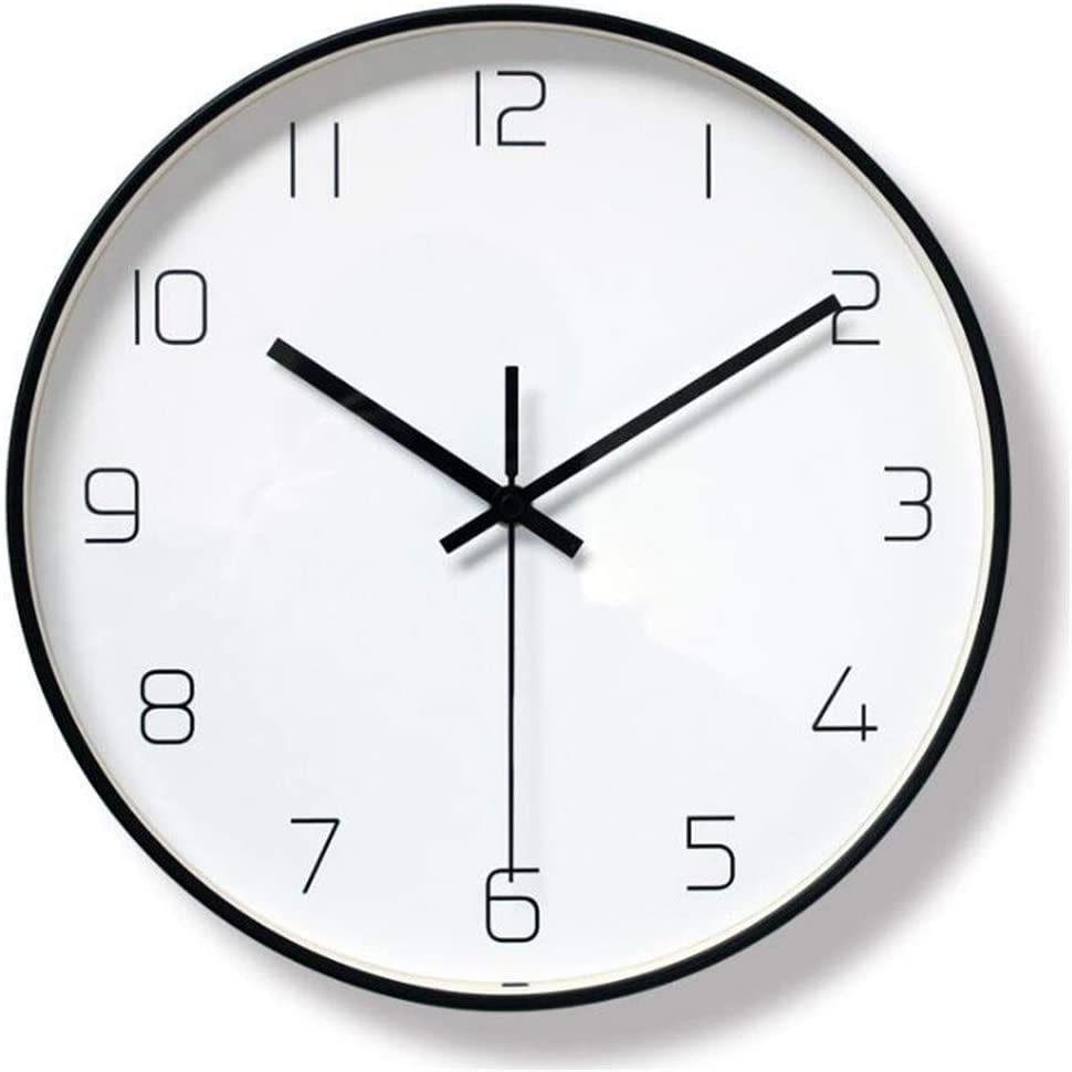 Horloge murale ronde silencieuse noire et or pour maison et restaurant