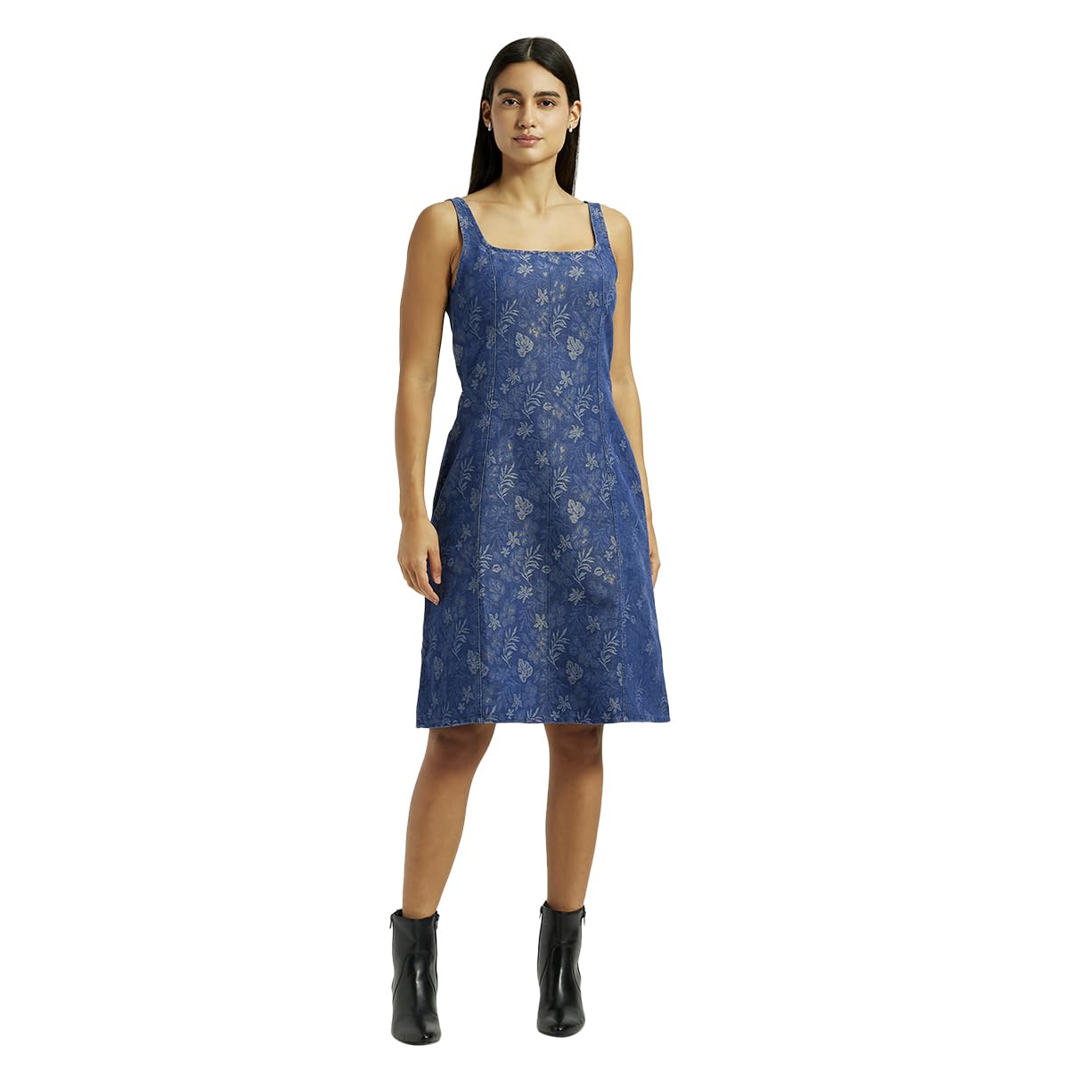 Levi's Women's Floral Blue Square Neck Dress in blue