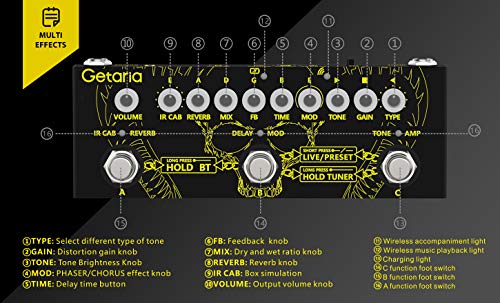 Getaria Gitaar Multi-effecten-pedaal elektrische gitaar gecombineerd effecten-pedaal met vervorming overdrive stemloze… - Image 8