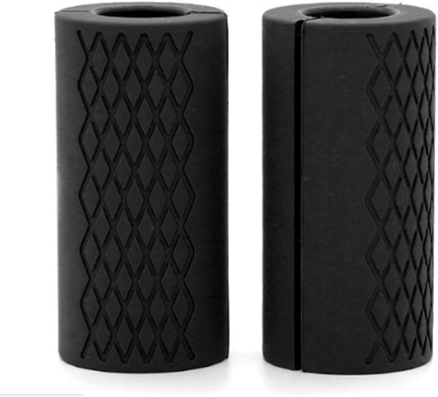 Silicone Dumbbell Grips Non-Slip Thick Bar Grips Muscle Training Weightlifting Fat Bar Training Adapter Fit for Olympic Barbells Dumbbells Kettle-Bell and Exercise Machines (Black)