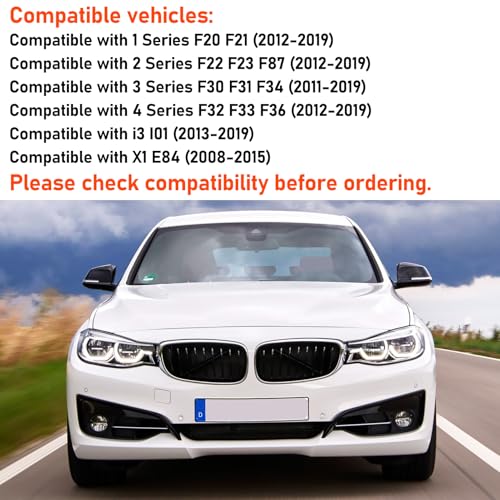 TTCR-II 2PCS Kompatibel mit BMW Auto Spiegelkappen, Links Rechts Rückspiegel Abdeckung für 1er F20 F21/2er F22 F23 F87/3er F30 F31 F34/4er F32 F33 F36/i3 I01/X1 E84 Seitenspiegel Abdeckungen (Schwarz)