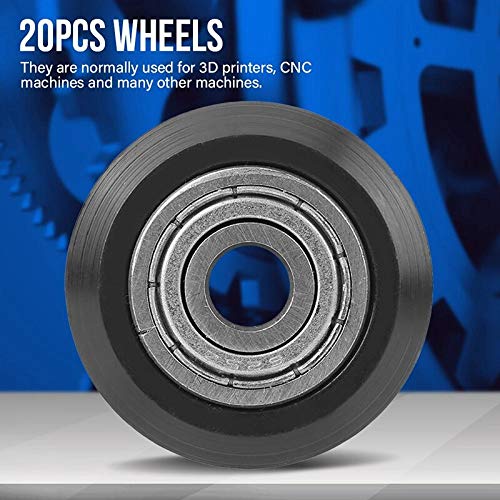 Lysee 3D Printer Parts & Accessories - T8 Anti Backlash Spring Loaded Nut (2Pcs)5mm to 8mm Stepper Motor Coupler(2PCS) with 20Pcs V-Shape Groove Wheel - (Color: As Shown)