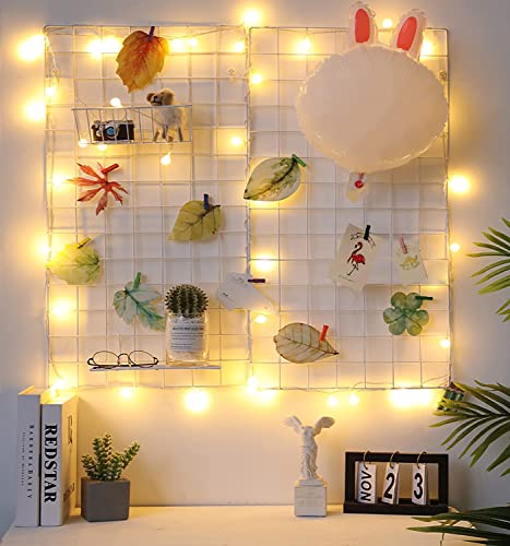 WUZILIN wandgitter Weiß 2er Set,Multifunktionale Gitterwand Wandgitter, Fotowand, DIY Dekoration, Bilderregal, Memotafel, Metall, (40 * 80cm)