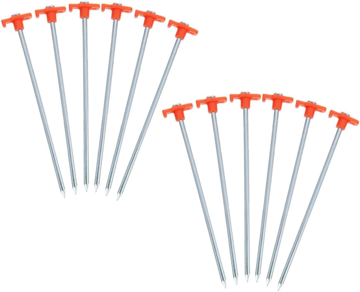 BESPORTBLE 12Pcs Heavy Duty Stainless Steel Tent Stakes for Camping Outdoor and Beach Use Windproof Ground Pegs with Enhanced Grip for Tents and Awnings