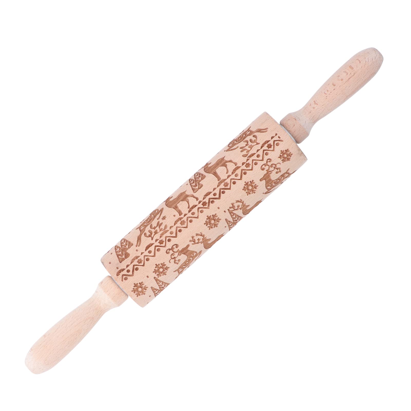 Madera con símbolos temáticos Grabados en 3D para Hornear Galletas en Relieve, Pasteles, Pizza, Galletas, Rodillo, Herramienta de Cocina, 13,78 Pulgadas (costumbres exóticas)
