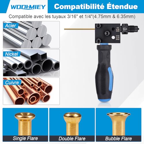 WODHMIEY Outil d'évasement double, extenseur de tuyau portatif SAE de 1,9 cm avec 2 têtes métalliques, léger, outil d'extension de tuyau de 1,9 cm et 1/4", conçu pour les tuyaux de conduite de frein – vue 6