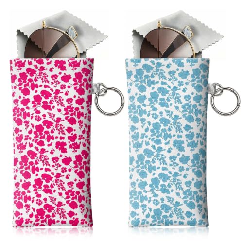 Soft Sunglasses Case with Clip, PU Leather Portable Travel Glasses Case