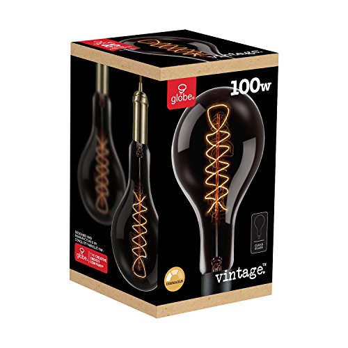 Globe Electric 80126 Oversized Vintage Style 100W Amber Glass Dimmable Incandescent Light Bulb, E26 Base, 400 Lumens #TOP3