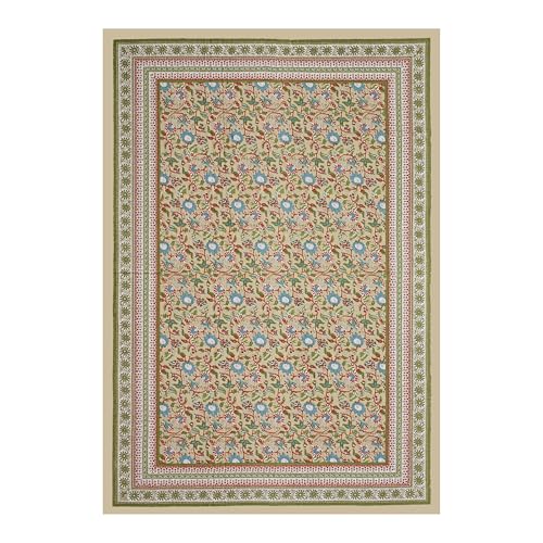 Image of 100% Cotton Single Bedsheet with 1 Pillow Cover | 240 TC Pure Cotton Flat Bed Sheet | Traditional Jaipuri Printed Bedding Set | Soft & Breathable | 60 x 90 Inch (Rangmahal Single 06)