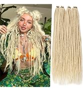 Dreadlock Extensions 24 Inch Synthetic Hippie Single Ended Dreads 15 Strands Blonde 0.6 cm Width ...