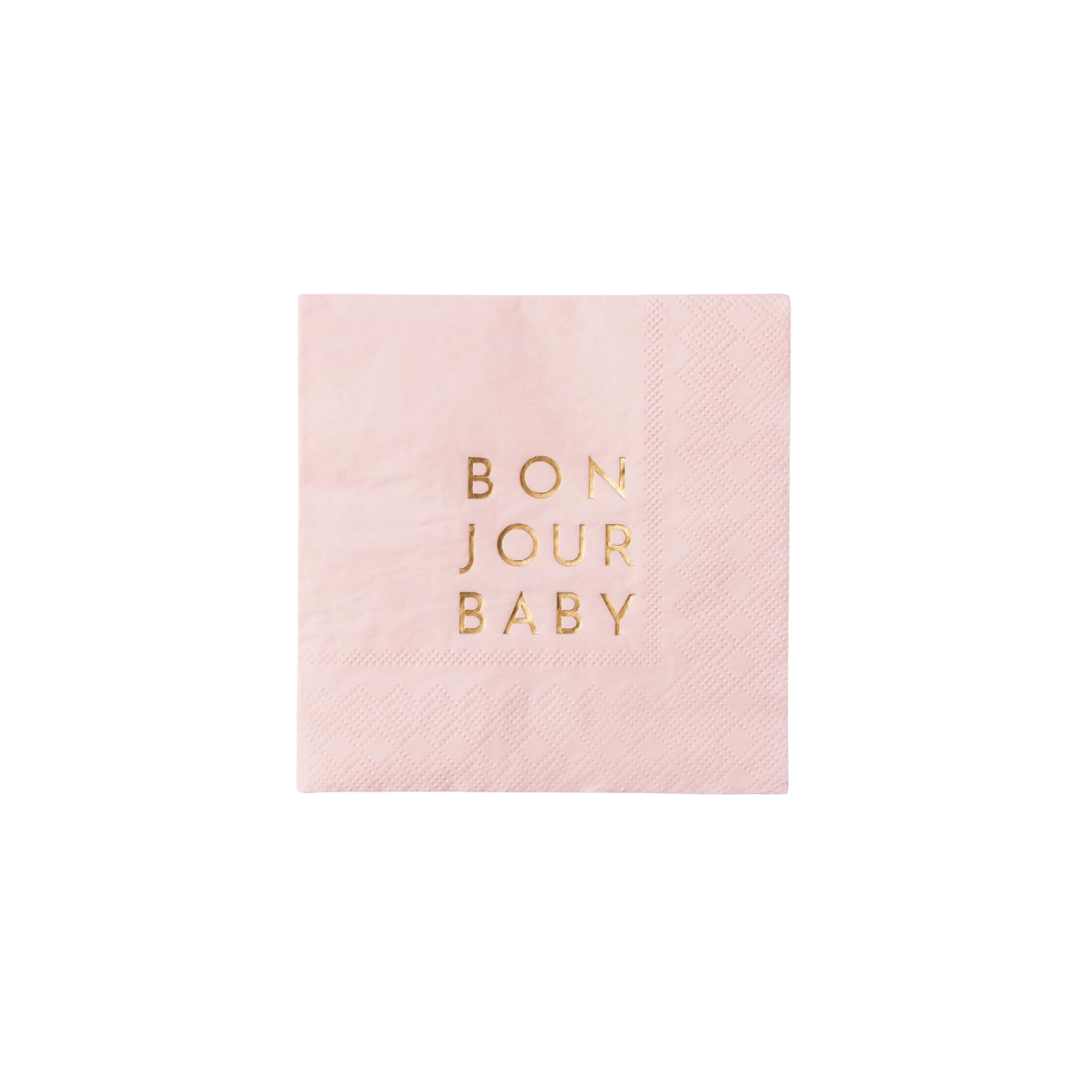 Bonjour Fête Light Pink Baby Shower Paper Napkins | 3-Ply Fancy Cocktail Size | Premium Gold Foil | Table Decor for Baby Girl Celebration | Pack of 20