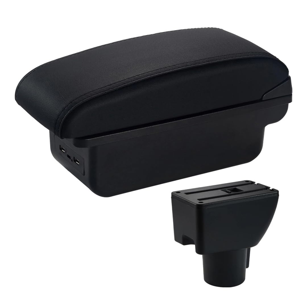 Toiumops Armrest for Hyundai Getz, Car Armrest Box Center Console Store Box(C2 Black Line USB)