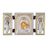 NKlaus - Gottesmutter von Kazan - Ikone Triptychon Christlich - reise Holz Altar 16617