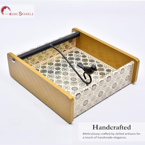 Image of Home Sparkle Napkin Storage - 1 Pack Table Napkin Holder Tray for Indoor & Outdoor Use | Kitchen, Dining, Restaurant & Home Decor (PU-Gold-C6V42)