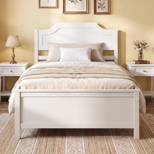 GIANTEX Twin Size Wooden Bed Frame with Headboard, Wood Slat Support GIANTEX Twin Size Wooden Bed Frame with Headboard, Wood Slat Support - Image 1